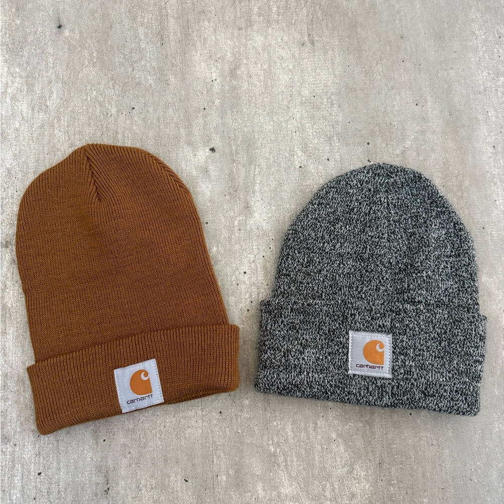 Carhartt Tan and Gray Beanie Duo